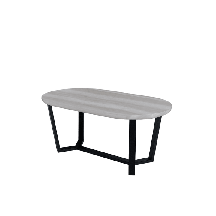 Rectangular Marble Dining Table 1.8×1.0m | Black Metal Splay-Leg Base (Rounded Top)