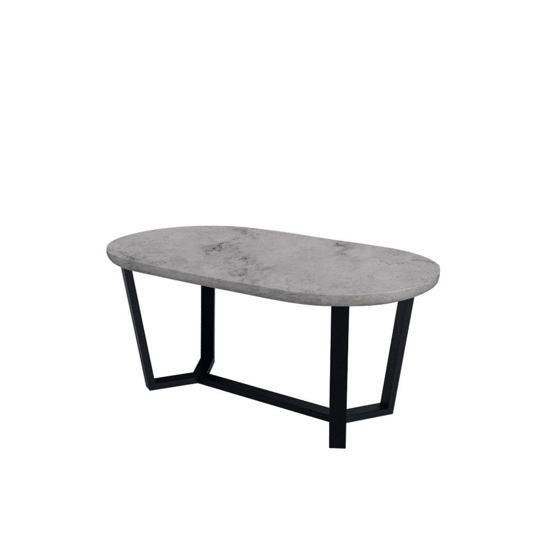 Rectangular Marble Dining Table 1.8×1.0m | Black Metal Splay-Leg Base (Rounded Top)