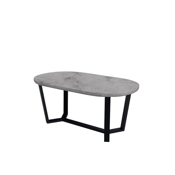 Rectangular Marble Dining Table 1.8×1.0m | Black Metal Splay-Leg Base (Rounded Top)