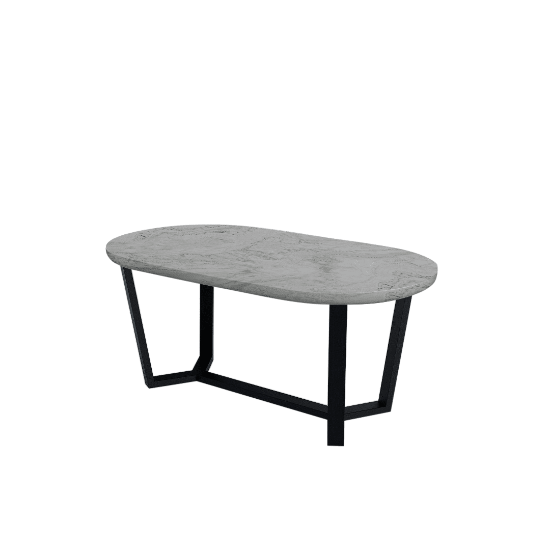 Rectangular Marble Dining Table 1.8×1.0m | Black Metal Splay-Leg Base (Rounded Top)