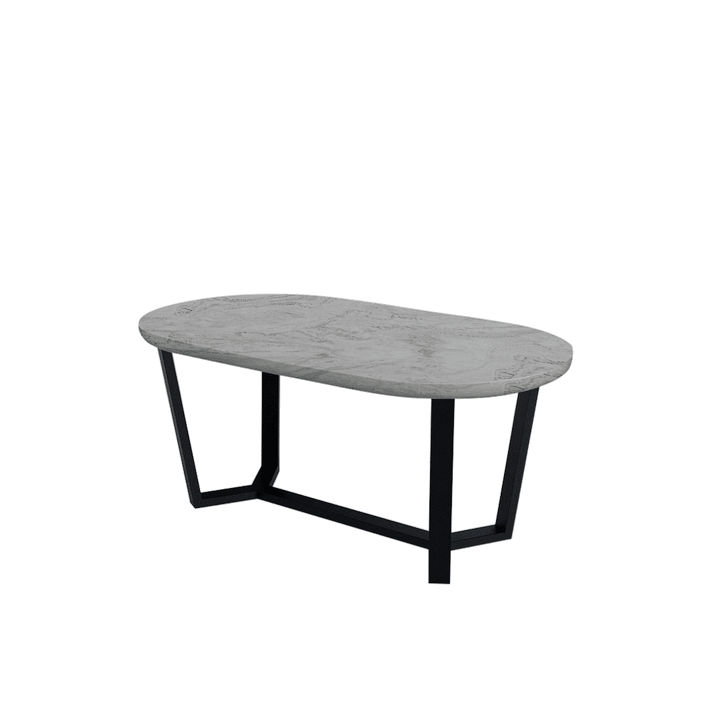 Rectangular Marble Dining Table 1.8×1.0m | Black Metal Splay-Leg Base (Rounded Top)
