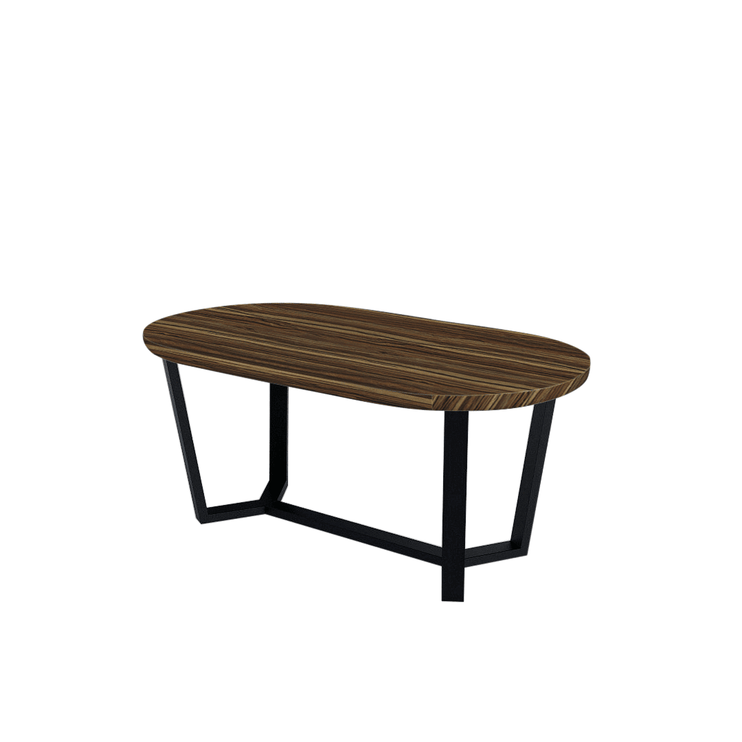 Rectangular Marble Dining Table 1.8×1.0m | Black Metal Splay-Leg Base (Rounded Top)