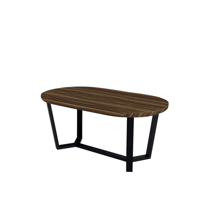 Rectangular Marble Dining Table 1.8×1.0m | Black Metal Splay-Leg Base (Rounded Top)