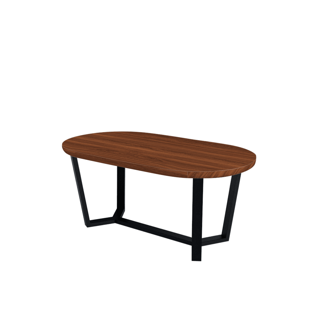Rectangular Marble Dining Table 1.8×1.0m | Black Metal Splay-Leg Base (Rounded Top)