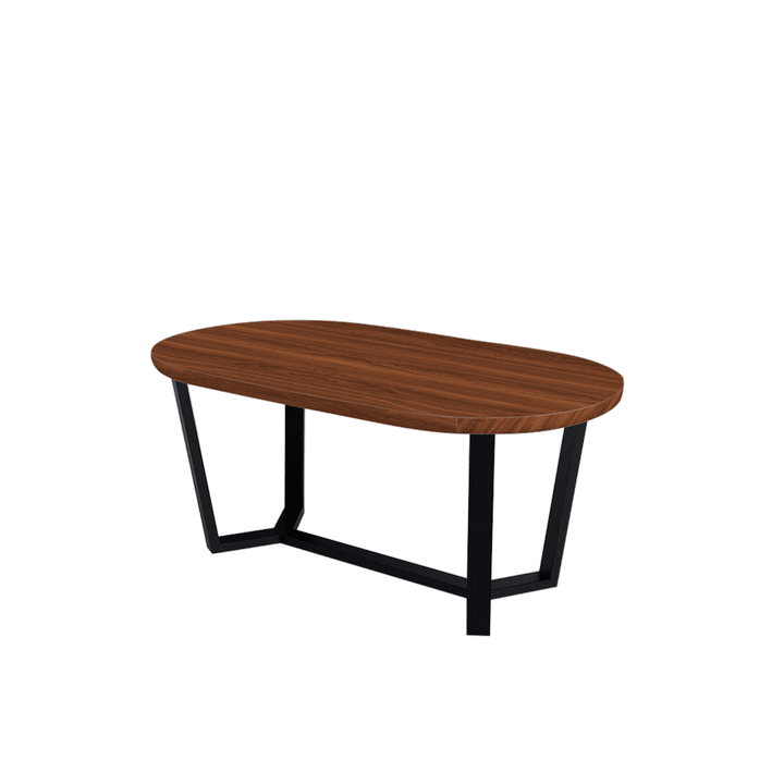Rectangular Marble Dining Table 1.8×1.0m | Black Metal Splay-Leg Base (Rounded Top)