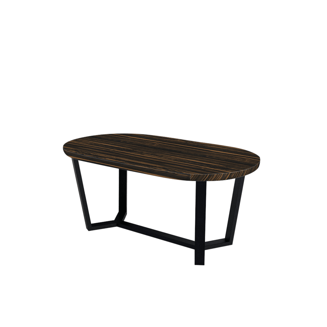 Rectangular Marble Dining Table 1.8×1.0m | Black Metal Splay-Leg Base (Rounded Top)