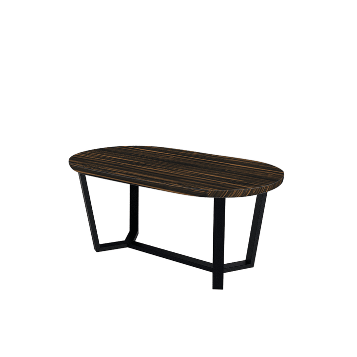 Rectangular Marble Dining Table 1.8×1.0m | Black Metal Splay-Leg Base (Rounded Top)
