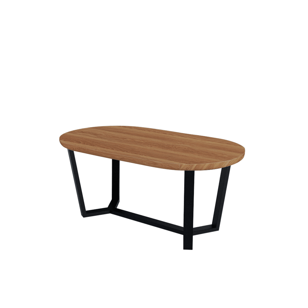 Rectangular Marble Dining Table 1.8×1.0m | Black Metal Splay-Leg Base (Rounded Top)