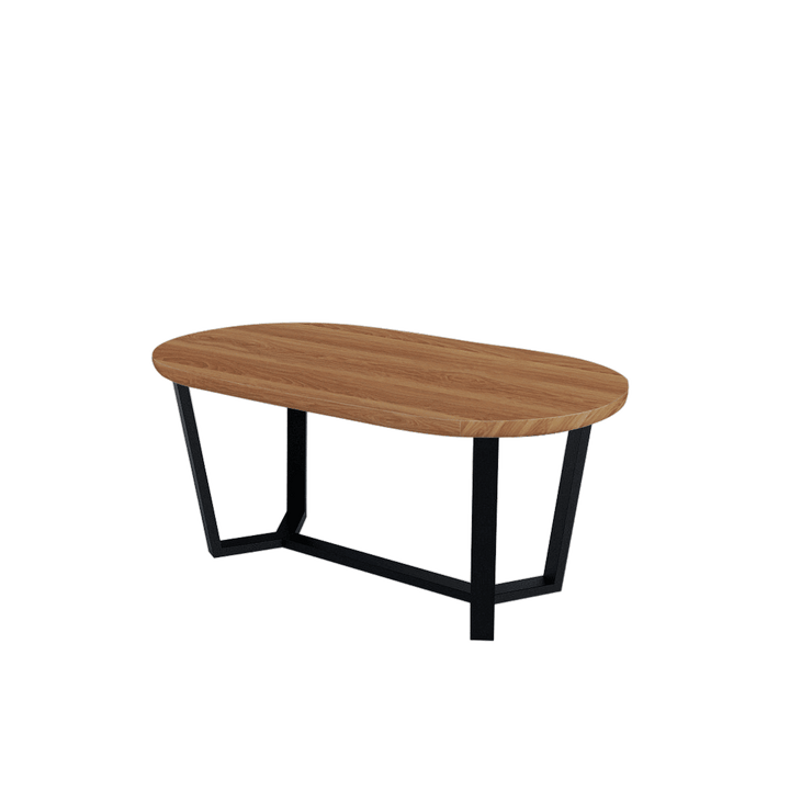 Rectangular Marble Dining Table 1.8×1.0m | Black Metal Splay-Leg Base (Rounded Top)