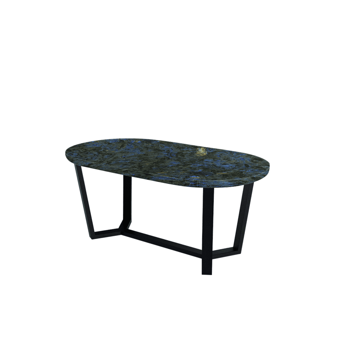 Rectangular Marble Dining Table 1.8×1.0m | Black Metal Splay-Leg Base (Rounded Top)