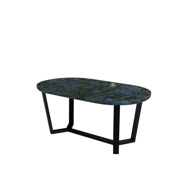 Rectangular Marble Dining Table 1.8×1.0m | Black Metal Splay-Leg Base (Rounded Top)
