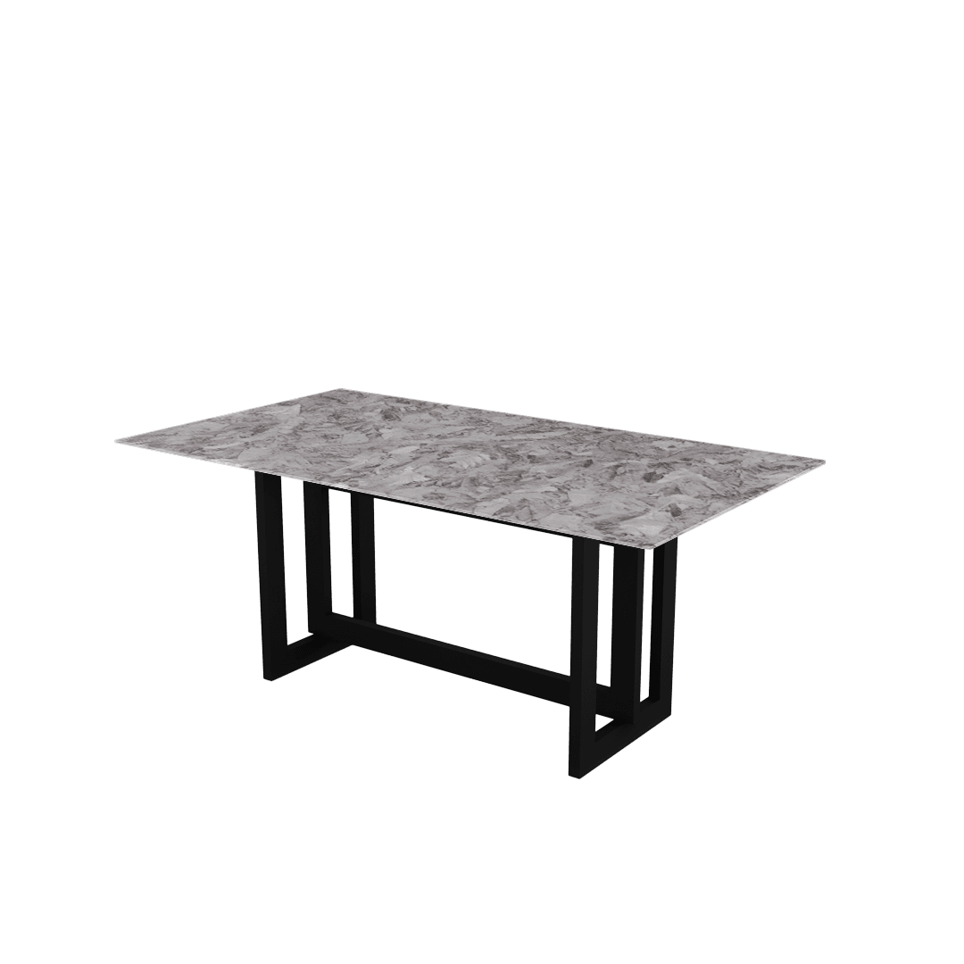 Rectangular Marble Dining Table 1.8×1.0m | Black Metal Frame Base