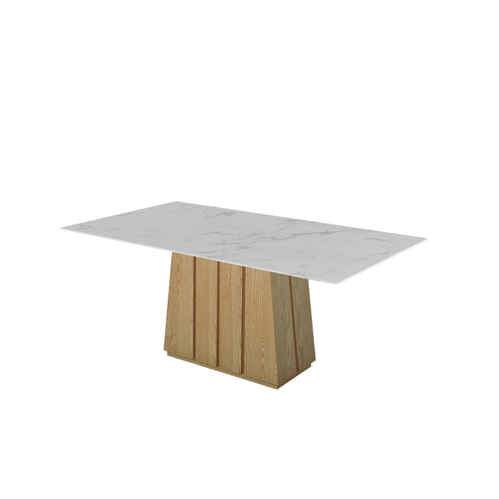 Rectangular Marble Dining Table 1.8×1.0m | Ash Wood Panel Base