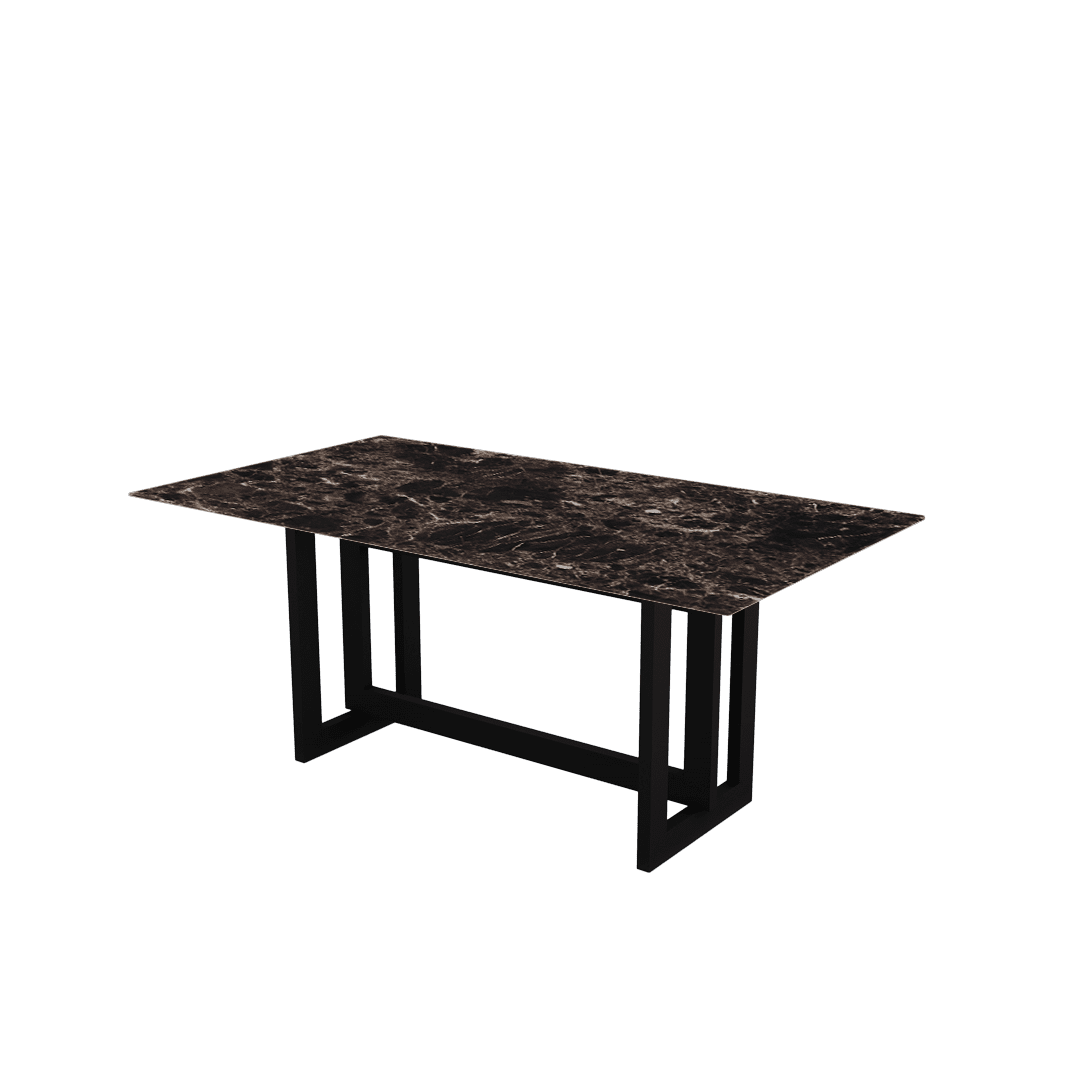 Rectangular Marble Dining Table 1.8×1.0m | Black Metal Frame Base