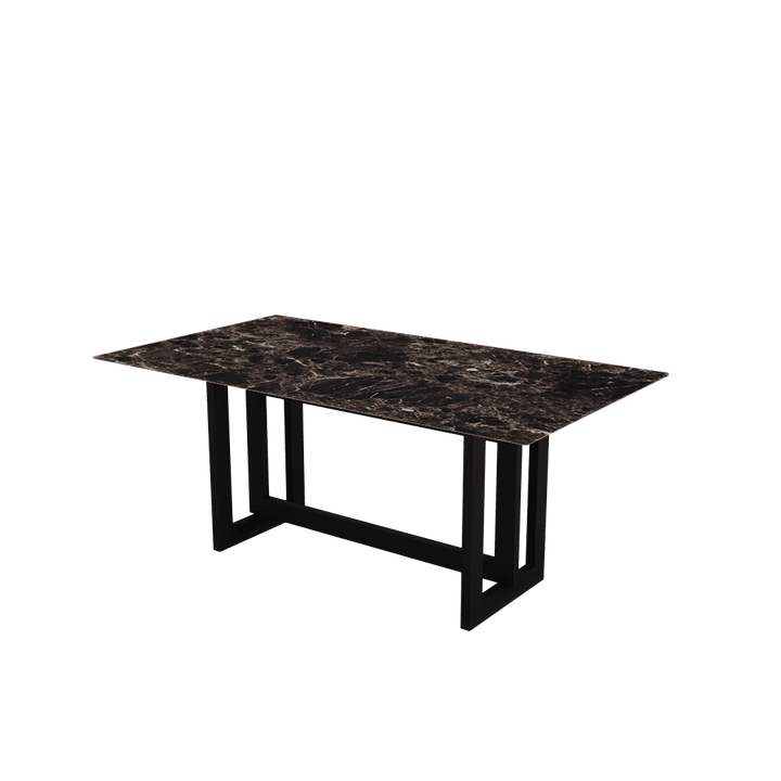 Rectangular Marble Dining Table 1.8×1.0m | Black Metal Frame Base