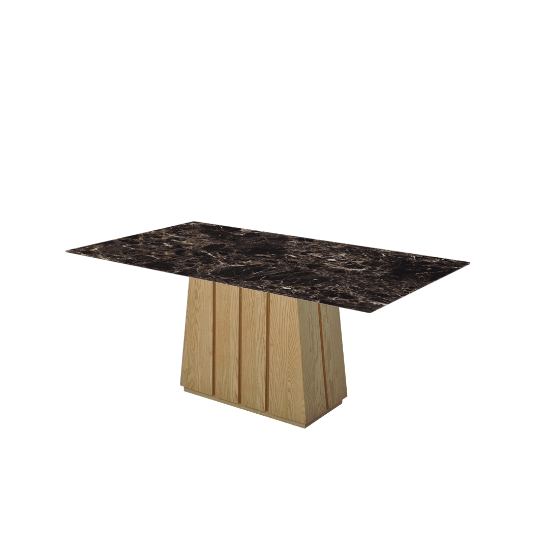 Rectangular Marble Dining Table 1.8×1.0m | Ash Wood Panel Base