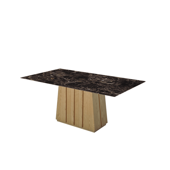 Rectangular Marble Dining Table 1.8×1.0m | Ash Wood Panel Base