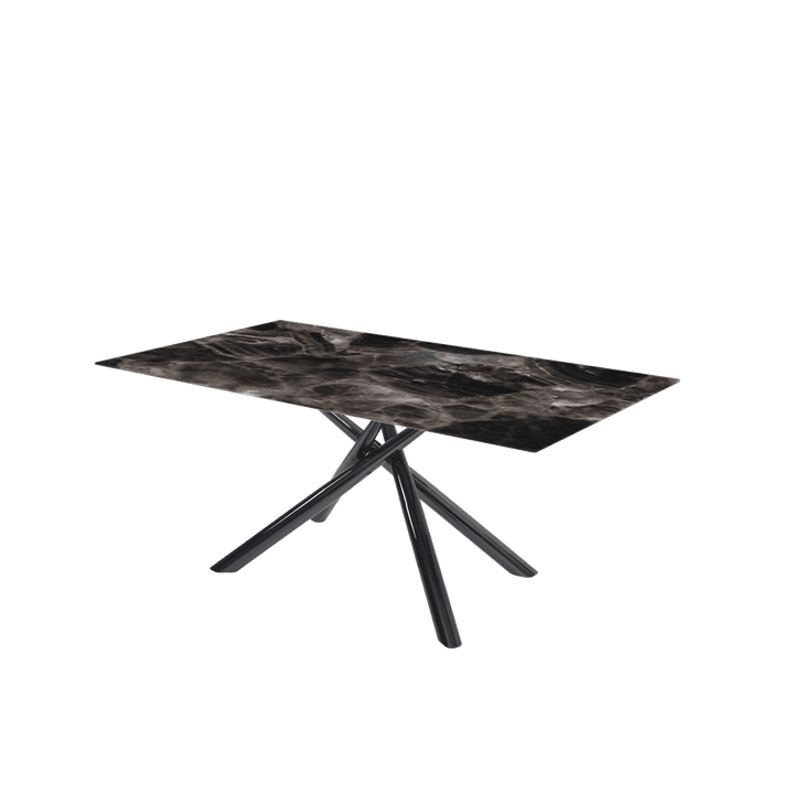 Rectangular Marble Dining Table 1.8×1.0m | Black Glossy Spider Base