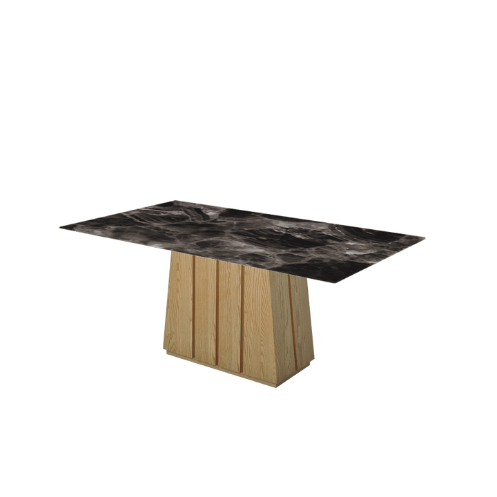 Rectangular Marble Dining Table 1.8×1.0m | Ash Wood Panel Base