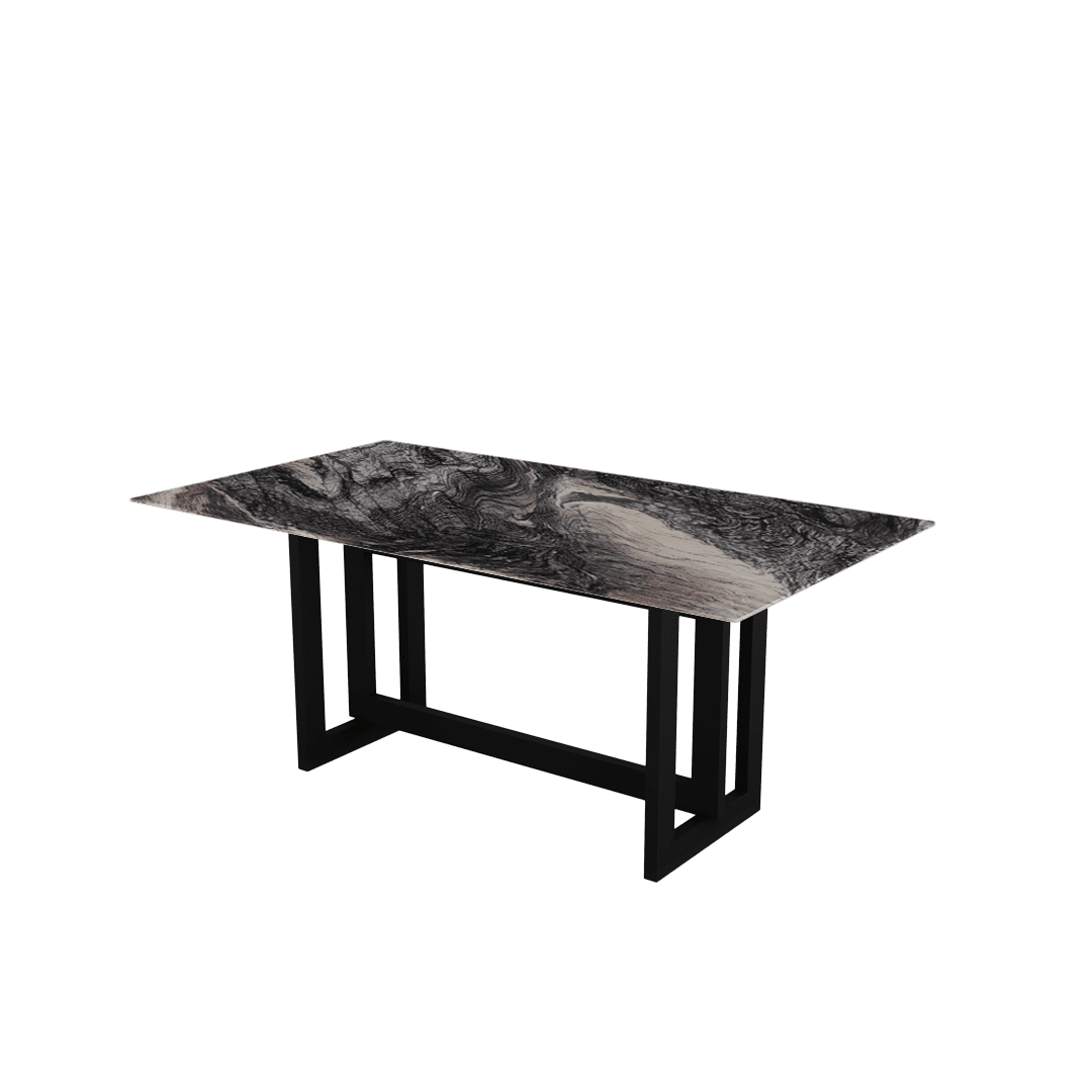 Rectangular Marble Dining Table 1.8×1.0m | Black Metal Frame Base