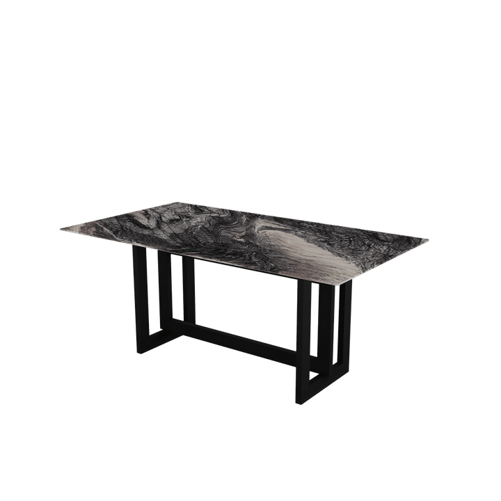 Rectangular Marble Dining Table 1.8×1.0m | Black Metal Frame Base