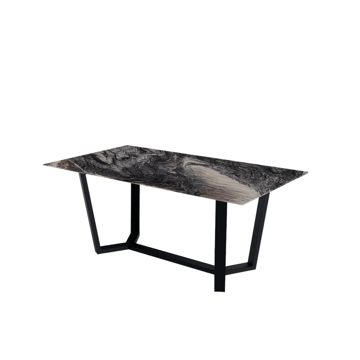 Rectangular Marble Dining Table 1.8×1.0m | Black Metal Splay-Leg Base