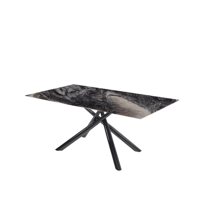 Rectangular Marble Dining Table 1.8×1.0m | Black Glossy Spider Base