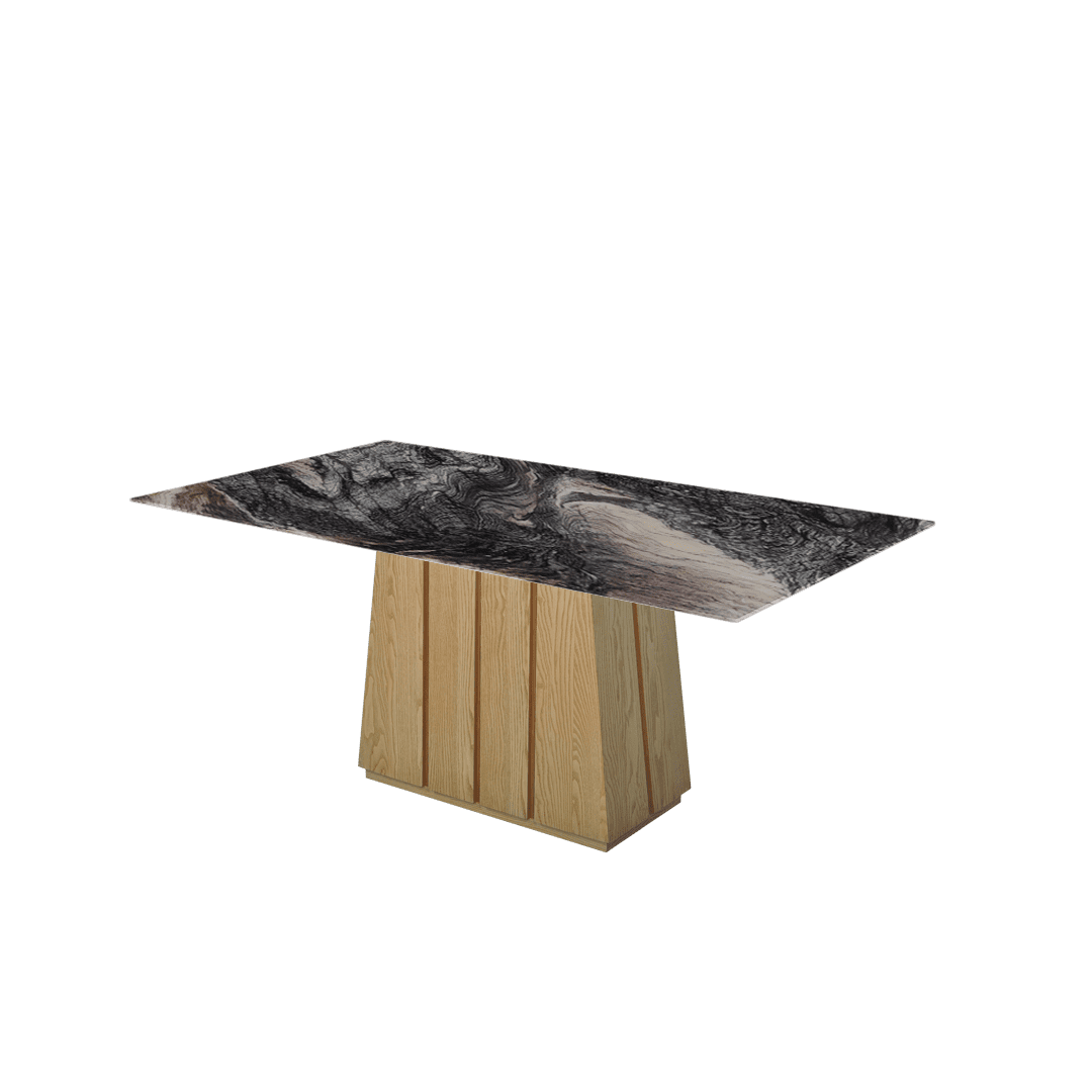 Rectangular Marble Dining Table 1.8×1.0m | Ash Wood Panel Base