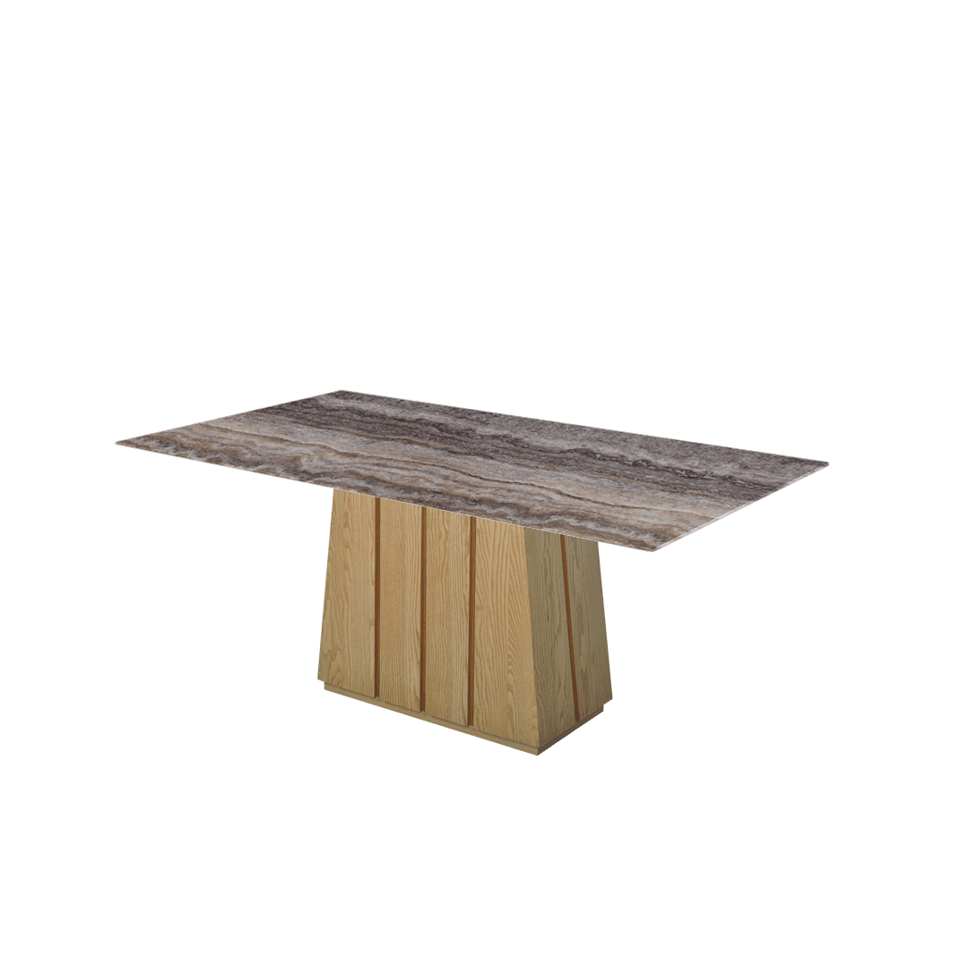 Rectangular Marble Dining Table 1.8×1.0m | Ash Wood Panel Base