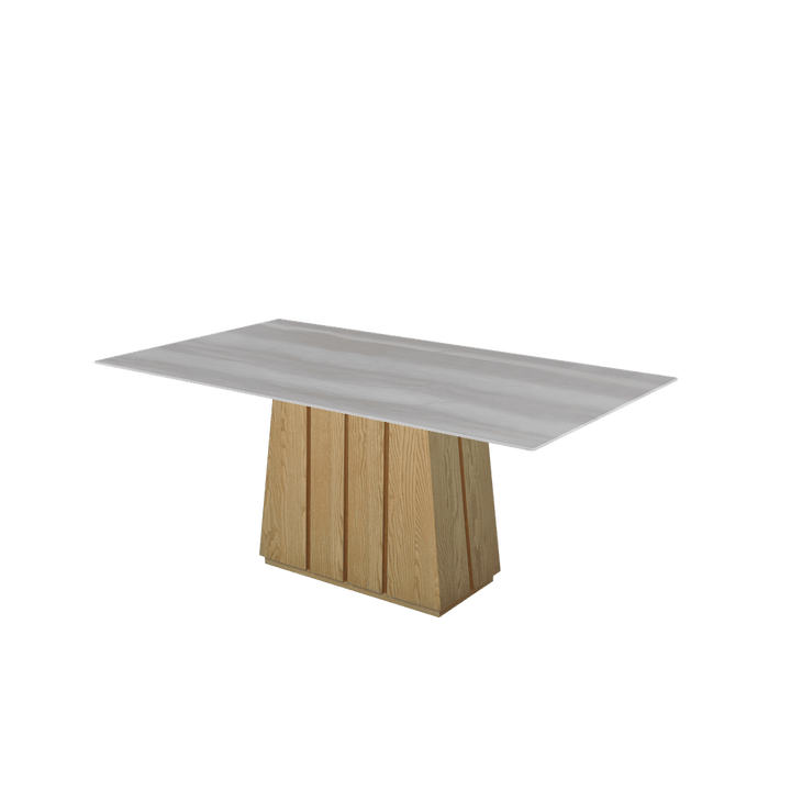 Rectangular Marble Dining Table 1.8×1.0m | Ash Wood Panel Base