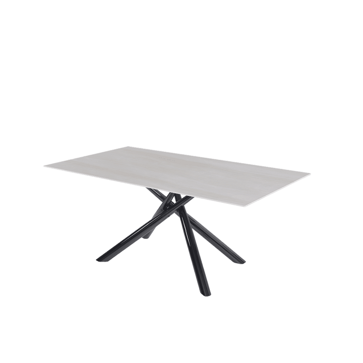Rectangular Marble Dining Table 1.8×1.0m | Black Glossy Spider Base