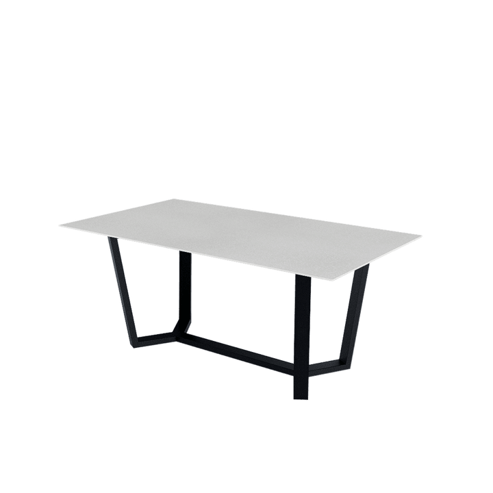 Rectangular Marble Dining Table 1.8×1.0m | Black Metal Splay-Leg Base