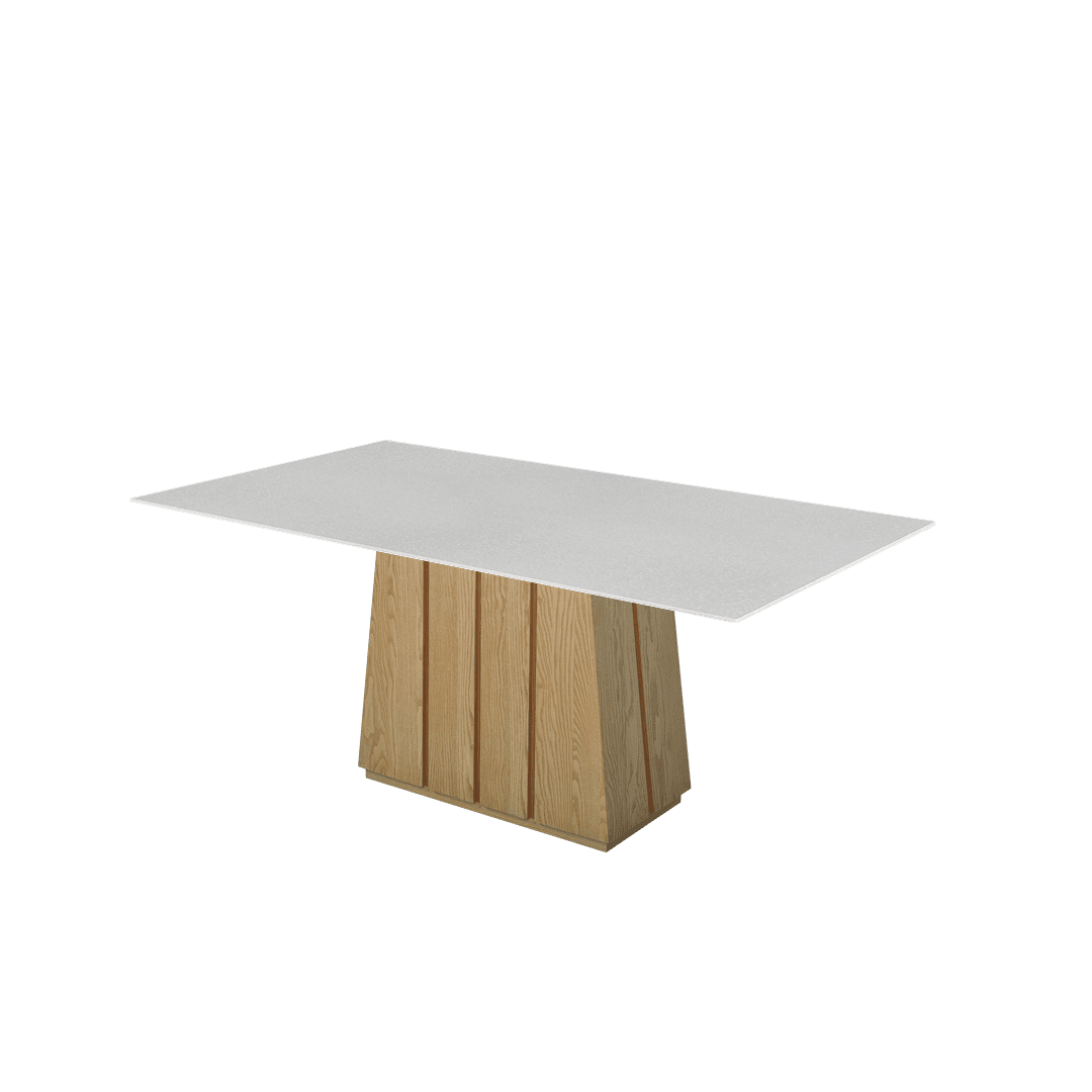 Rectangular Marble Dining Table 1.8×1.0m | Ash Wood Panel Base