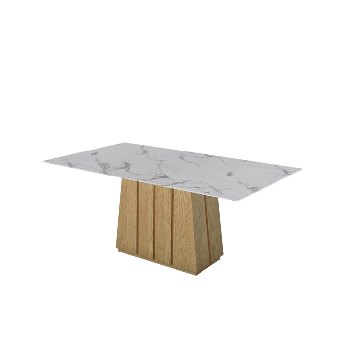 Rectangular Marble Dining Table 1.8×1.0m | Ash Wood Panel Base