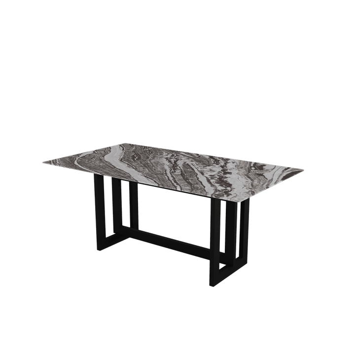 Rectangular Marble Dining Table 1.8×1.0m | Black Metal Frame Base