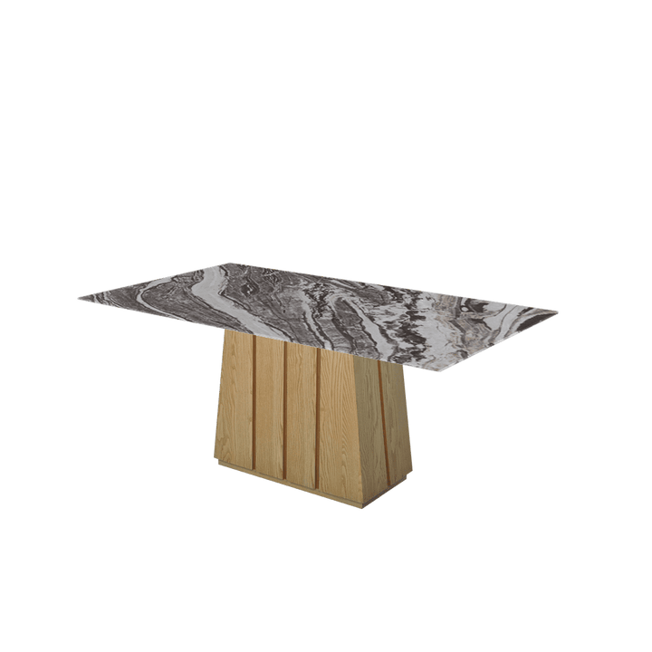 Rectangular Marble Dining Table 1.8×1.0m | Ash Wood Panel Base
