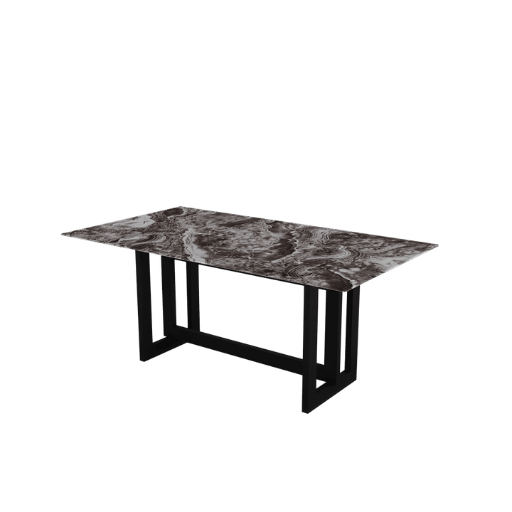 Rectangular Marble Dining Table 1.8×1.0m | Black Metal Frame Base
