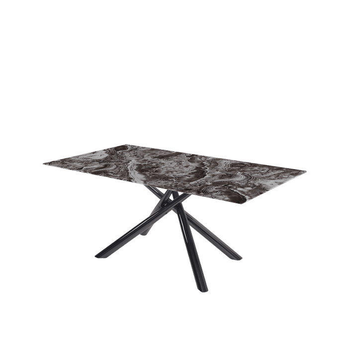 Rectangular Marble Dining Table 1.8×1.0m | Black Glossy Spider Base