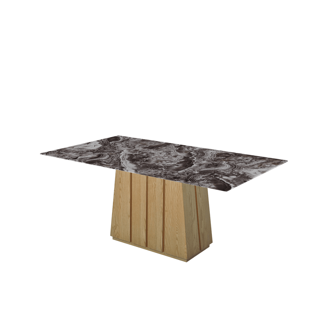 Rectangular Marble Dining Table 1.8×1.0m | Ash Wood Panel Base