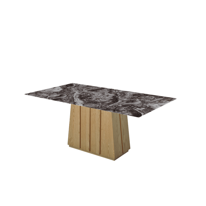 Rectangular Marble Dining Table 1.8×1.0m | Ash Wood Panel Base