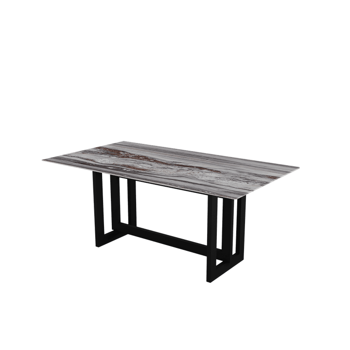 Rectangular Marble Dining Table 1.8×1.0m | Black Metal Frame Base