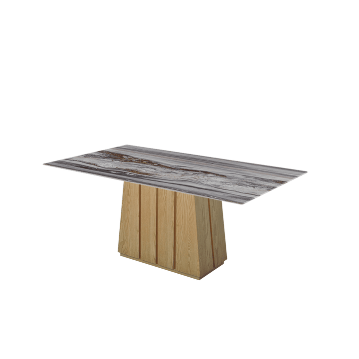 Rectangular Marble Dining Table 1.8×1.0m | Ash Wood Panel Base