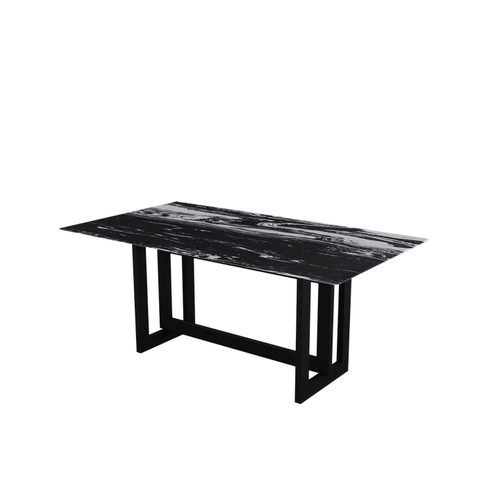 Rectangular Marble Dining Table 1.8×1.0m | Black Metal Frame Base