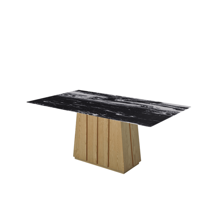 Rectangular Marble Dining Table 1.8×1.0m | Ash Wood Panel Base