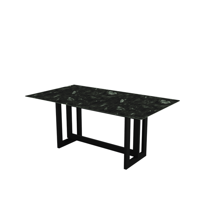 Rectangular Marble Dining Table 1.8×1.0m | Black Metal Frame Base