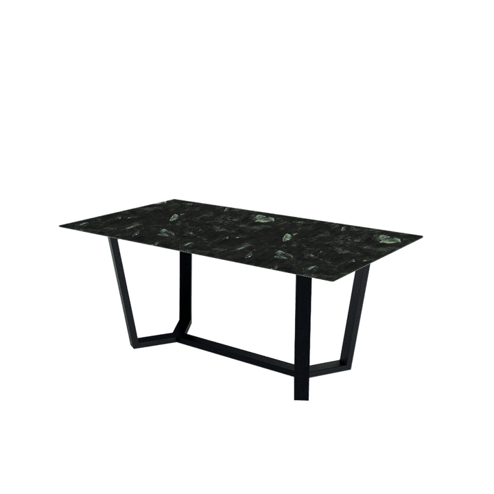 Rectangular Marble Dining Table 1.8×1.0m | Black Metal Splay-Leg Base