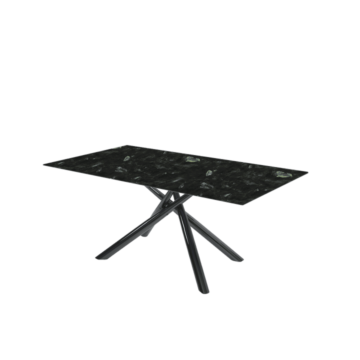 Rectangular Marble Dining Table 1.8×1.0m | Black Glossy Spider Base