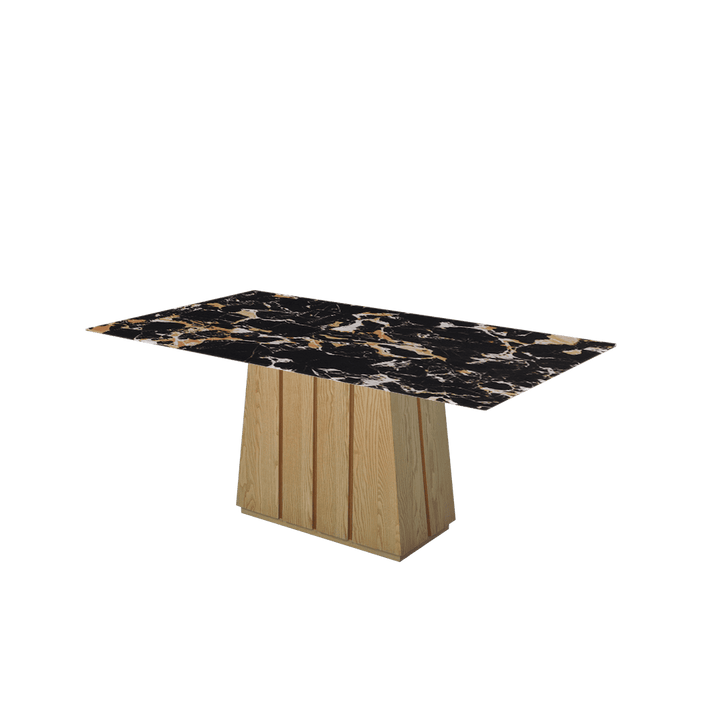 Rectangular Marble Dining Table 1.8×1.0m | Ash Wood Panel Base