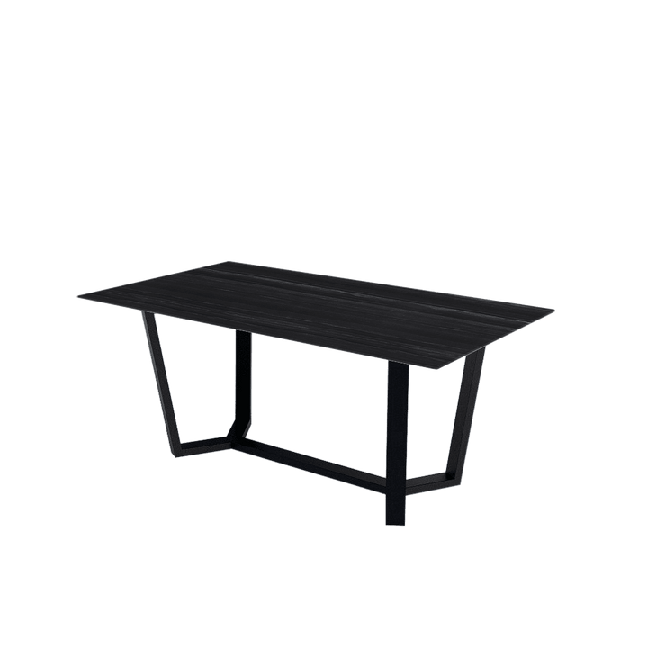 Rectangular Marble Dining Table 1.8×1.0m | Black Metal Splay-Leg Base