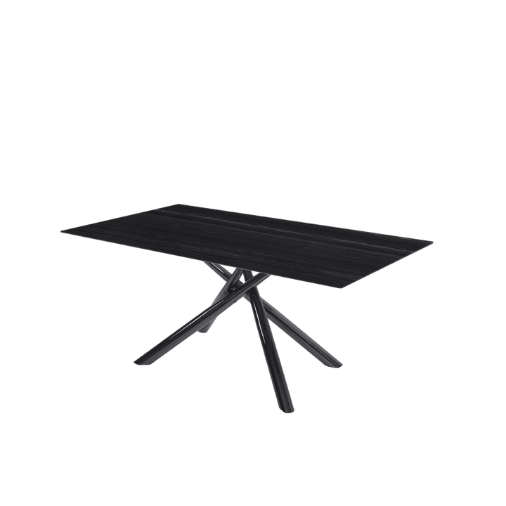 Rectangular Marble Dining Table 1.8×1.0m | Black Glossy Spider Base